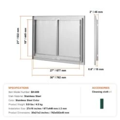 BBQ Access Door 30 In. W X 21 In. H Brushed Stainless Steel Outdoor Kitchen Door With Hooks For Outside Cabinet 16 BBQ Access Door 30 In. W X 21 In. H Brushed Stainless Steel Outdoor Kitchen Door With Hooks For Outside Cabinet -Vevor vevor outdoor kitchen doors bxgcgmsc30w21hin1v0 76 1000