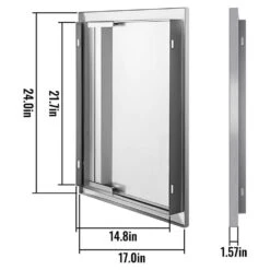 17 In. W X 24 In. H Single BBQ Stainless Steel Access Door With Recessed Handle Outdoor Kitchen Doors For Storage Room -Vevor vevor outdoor kitchen doors bxgcgmxkskm17x241v0 76 1000