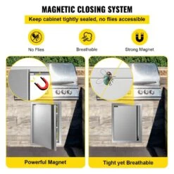 17 In. W X 24 In. H Single BBQ Stainless Steel Access Door With Recessed Handle Outdoor Kitchen Doors For Storage Room -Vevor vevor outdoor kitchen doors bxgcgmxkskm17x241v0 fa 1000