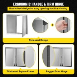 BBQ Access Door 24 In. W X 24 In. H Double BBQ Door Stainless Steel With Recessed Handle Outdoor Kitchen Doors -Vevor vevor outdoor kitchen doors bxgcgmxkskm24x241v0 1f 1000