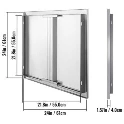 BBQ Access Door 24 In. W X 24 In. H Double BBQ Door Stainless Steel With Recessed Handle Outdoor Kitchen Doors -Vevor vevor outdoor kitchen doors bxgcgmxkskm24x241v0 76 1000