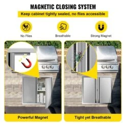 BBQ Access Door 24 In. W X 24 In. H Double BBQ Door Stainless Steel With Recessed Handle Outdoor Kitchen Doors -Vevor vevor outdoor kitchen doors bxgcgmxkskm24x241v0 fa 1000