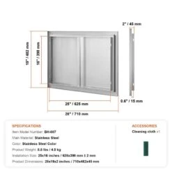 BBQ Access Door 28 In. W X 19 In. H Double BBQ Door Stainless Steel With Recessed Handle Outdoor Kitchen Doors -Vevor vevor outdoor kitchen doors bxgcgmxkskm28x191v0 76 1000