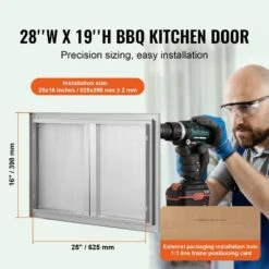 BBQ Access Door 28 In. W X 19 In. H Double BBQ Door Stainless Steel With Recessed Handle Outdoor Kitchen Doors -Vevor vevor outdoor kitchen doors bxgcgmxkskm28x191v0 c3 1000
