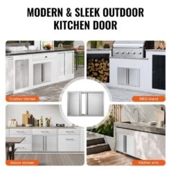 BBQ Access Door 28 In. W X 19 In. H Double BBQ Door Stainless Steel With Recessed Handle Outdoor Kitchen Doors -Vevor vevor outdoor kitchen doors bxgcgmxkskm28x191v0 fa 1000