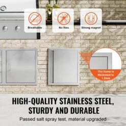 Single Outdoor Kitchen Door 18 In. W X 21 In. H BBQ Access Door Stainless Steel Flush Mount Door Wall Vertical Door -Vevor vevor outdoor kitchen doors dmabscjm18x25f9bvv0 4f 1000