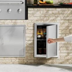 17 In. W X 24 In. H Single Outdoor Kitchen Door BBQ Access Door Stainless Steel Flush Mount Door Wall Vertical Door -Vevor vevor outdoor kitchen doors dmabscjmdcmb35lsav0 31 1000