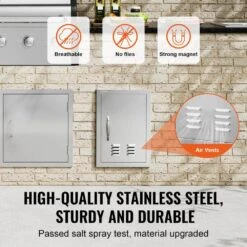 Single Outdoor Kitchen Door 14 In. W X 20 In. H BBQ Access Door Stainless Steel Flush Mount Door With Handle And Vents -Vevor vevor outdoor kitchen doors dmmbscjm14x2xd5qdv0 4f 1000