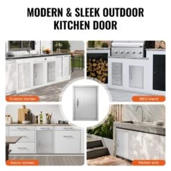 Single Outdoor Kitchen Door 16 In. W X 22 In. H BBQ Access Door Stainless Steel Flush Mount Door Wall Vertical Door -Vevor vevor outdoor kitchen doors dmmbscjm16x2gr6d9v0 fa 1000