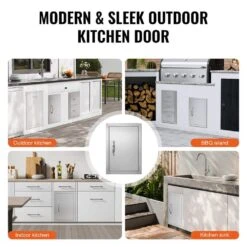 Single Outdoor Kitchen Door 14 In. W X 20 In. H BBQ Access Door Stainless Steel Flush Mount Door Wall Vertical Door -Vevor vevor outdoor kitchen doors dmmbscjmdcmbhon0uv0 fa 1000