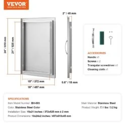 Single Outdoor Kitchen Door 18 In. W X 24 In. H BBQ Access Door Stainless Steel Flush Mount Door Wall Vertical Door -Vevor vevor outdoor kitchen doors dmmbscjmys18ht3rav0 76 1000