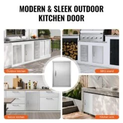 Single Outdoor Kitchen Door 18 In. W X 24 In. H BBQ Access Door Stainless Steel Flush Mount Door Wall Vertical Door -Vevor vevor outdoor kitchen doors dmmbscjmys18ht3rav0 fa 1000
