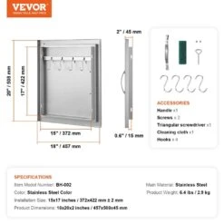 Single Outdoor Kitchen Door 18 In. W X 20 In. H BBQ Access Door Stainless Steel Flush Mount Door -Vevor vevor outdoor kitchen doors dmmbscjmys18q96civ0 76 1000