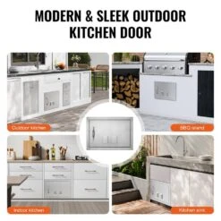 20 In. W X 14 In. H Single Outdoor Kitchen Door BBQ Access Door Stainless Steel Flush Mount Door Wall Vertical Door -Vevor vevor outdoor kitchen doors dmmbscjmys20ym2a0v0 fa 1000