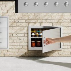 Single Outdoor Kitchen Door 24 In. W X 17 In. H BBQ Access Door Stainless Steel Flush Mount Door Wall Vertical Door -Vevor vevor outdoor kitchen doors dmmbscjmys24lq87iv0 31 1000