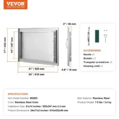 Single Outdoor Kitchen Door 24 In. W X 17 In. H BBQ Access Door Stainless Steel Flush Mount Door Wall Vertical Door -Vevor vevor outdoor kitchen doors dmmbscjmys24lq87iv0 76 1000