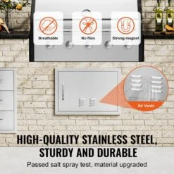 24 In. W X 17 In. H Single Outdoor Kitchen Door BBQ Access Door Stainless Steel Flush Mount Door Wall Vertical Door -Vevor vevor outdoor kitchen doors dmmbscjmys24nim7fv0 4f 1000