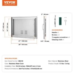 24 In. W X 17 In. H Single Outdoor Kitchen Door BBQ Access Door Stainless Steel Flush Mount Door Wall Vertical Door -Vevor vevor outdoor kitchen doors dmmbscjmys24nim7fv0 76 1000