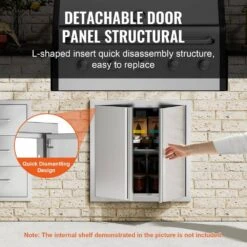 Double Outdoor Kitchen Door 24 In. W X 24 In. H BBQ Access Door Stainless Steel Flush Mount Door Wall Vertical Door -Vevor vevor outdoor kitchen doors smabscjmys24y71ubv0 1f 1000