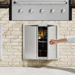 Double Outdoor Kitchen Door 24 In. W X 24 In. H BBQ Access Door Stainless Steel Flush Mount Door Wall Vertical Door -Vevor vevor outdoor kitchen doors smabscjmys24y71ubv0 31 1000