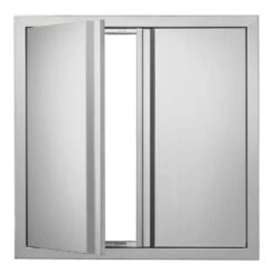 Double Outdoor Kitchen Door 24 In. W X 24 In. H BBQ Access Door Stainless Steel Flush Mount Door Wall Vertical Door