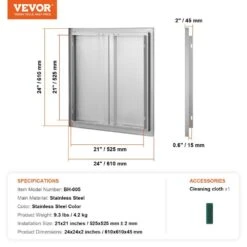 Double Outdoor Kitchen Door 24 In. W X 24 In. H BBQ Access Door Stainless Steel Flush Mount Door Wall Vertical Door -Vevor vevor outdoor kitchen doors smabscjmys24y71ubv0 76 1000