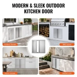 Double Outdoor Kitchen Door 24 In. W X 24 In. H BBQ Access Door Stainless Steel Flush Mount Door Wall Vertical Door -Vevor vevor outdoor kitchen doors smabscjmys24y71ubv0 fa 1000