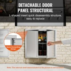 Double Outdoor Kitchen Door 26 In. W X 24 H In. BBQ Access Door Stainless Steel Flush Mount Door Wall Vertical Door -Vevor vevor outdoor kitchen doors smabscjmys26r8yitv0 1f 1000