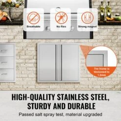 Double Outdoor Kitchen Door 26 In. W X 24 H In. BBQ Access Door Stainless Steel Flush Mount Door Wall Vertical Door -Vevor vevor outdoor kitchen doors smabscjmys26r8yitv0 4f 1000