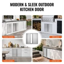 Double Outdoor Kitchen Door 26 In. W X 24 H In. BBQ Access Door Stainless Steel Flush Mount Door Wall Vertical Door -Vevor vevor outdoor kitchen doors smabscjmys26r8yitv0 fa 1000