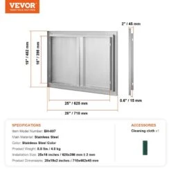Double Outdoor Kitchen Door 28 In. W X 19 In. H BBQ Access Door Stainless Steel Flush Mount Door With Recessed Handles -Vevor vevor outdoor kitchen doors smabscjmys28pnv9uv0 76 1000