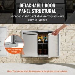 Double Outdoor Kitchen Door 30 In. W X 21 In. H BBQ Access Door With Recessed Handles -Vevor vevor outdoor kitchen doors smabscjmys30m2gznv0 1f 1000