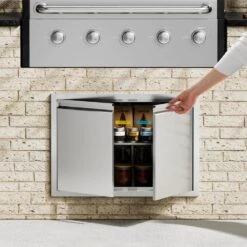 Double Outdoor Kitchen Door 30 In. W X 21 In. H BBQ Access Door With Recessed Handles -Vevor vevor outdoor kitchen doors smabscjmys30m2gznv0 31 1000