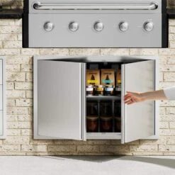 Double Outdoor Kitchen Door 36 In. W X 24 In. H BBQ Access Door Stainless Steel Flush Mount Door Wall Vertical Door -Vevor vevor outdoor kitchen doors smabscjmys366si1rv0 31 1000