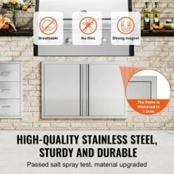 Double Outdoor Kitchen Door 36 In. W X 24 In. H BBQ Access Door Stainless Steel Flush Mount Door Wall Vertical Door -Vevor vevor outdoor kitchen doors smabscjmys366si1rv0 4f 1000