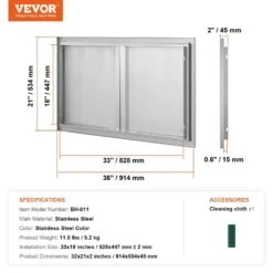 Double Outdoor Kitchen Door 36 In. W X 21 In. H BBQ Access Door Stainless Steel Flush Mount Door With Recessed Handles 16 Double Outdoor Kitchen Door 36 In. W X 21 In. H BBQ Access Door Stainless Steel Flush Mount Door With Recessed Handles -Vevor vevor outdoor kitchen doors smabscjmys36j2tr1v0 76 1000
