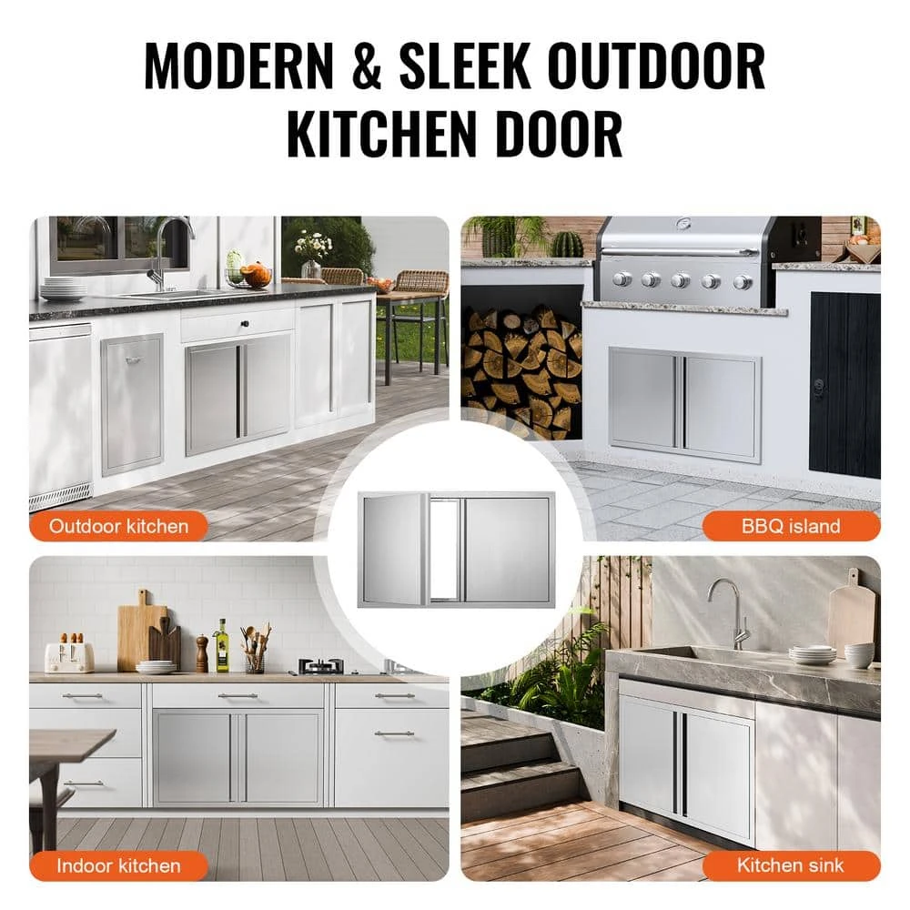 Double Outdoor Kitchen Door 36 In. W X 21 In. H BBQ Access Door Stainless Steel Flush Mount Door With Recessed Handles 8 Double Outdoor Kitchen Door 36 In. W X 21 In. H BBQ Access Door Stainless Steel Flush Mount Door With Recessed Handles - Image 6