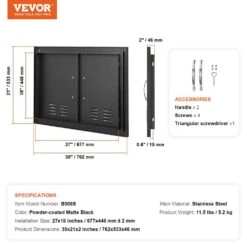 Double Outdoor Kitchen Door 30 In. W X 21 In. H BBQ Access Door Cold Plate Flush Mount Door Wall Vertical Door -Vevor vevor outdoor kitchen doors smmbscjmhs30rl2l0v0 76 1000