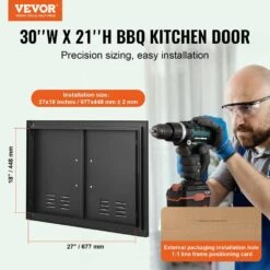 Double Outdoor Kitchen Door 30 In. W X 21 In. H BBQ Access Door Cold Plate Flush Mount Door Wall Vertical Door -Vevor vevor outdoor kitchen doors smmbscjmhs30rl2l0v0 c3 1000
