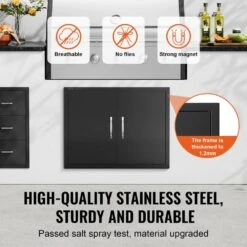 31 In. W X 24 In. H Double Outdoor Kitchen Door BBQ Access Door Cold Plate Flush Mount Door Wall Vertical Door -Vevor vevor outdoor kitchen doors smmbscjmhs31cl51jv0 4f 1000