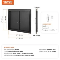 31 In. W X 24 In. H Double Outdoor Kitchen Door BBQ Access Door Cold Plate Flush Mount Door Wall Vertical Door -Vevor vevor outdoor kitchen doors smmbscjmhs31cl51jv0 76 1000