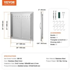 Double Outdoor Kitchen Door 24 In. W X 24 In. H BBQ Access Door Stainless Steel Flush Mount Door -Vevor vevor outdoor kitchen doors smmbscjmys245lws1v0 76 1000