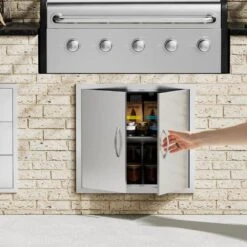 Double Outdoor Kitchen Door 26 In. W X 24 In. H BBQ Access Door Stainless Steel Flush Mount Door Wall Vertical Door -Vevor vevor outdoor kitchen doors smmbscjmys266wj57v0 31 1000