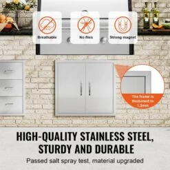 Double Outdoor Kitchen Door 26 In. W X 24 In. H BBQ Access Door Stainless Steel Flush Mount Door Wall Vertical Door -Vevor vevor outdoor kitchen doors smmbscjmys266wj57v0 4f 1000