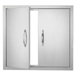 Double Outdoor Kitchen Door 26 In. W X 24 In. H BBQ Access Door Stainless Steel Flush Mount Door Wall Vertical Door