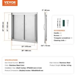 Double Outdoor Kitchen Door 26 In. W X 24 In. H BBQ Access Door Stainless Steel Flush Mount Door Wall Vertical Door -Vevor vevor outdoor kitchen doors smmbscjmys266wj57v0 76 1000