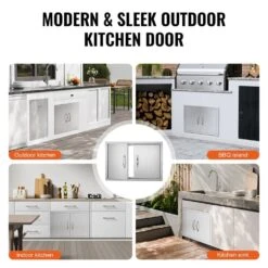 Double Outdoor Kitchen Door 28 In. W X 19 In. H BBQ Access Door Stainless Steel Flush Mount Door Wall Vertical Door -Vevor vevor outdoor kitchen doors smmbscjmys28mxg56v0 fa 1000