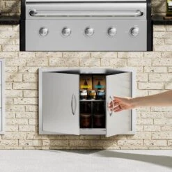 Double Outdoor Kitchen Door 30 In. W X 21 In. H BBQ Access Door Stainless Steel Flush Mount Door -Vevor vevor outdoor kitchen doors smmbscjmys30hbdq7v0 31 1000