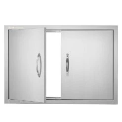 Double Outdoor Kitchen Door 30 In. W X 21 In. H BBQ Access Door Stainless Steel Flush Mount Door