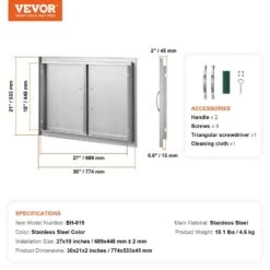 Double Outdoor Kitchen Door 30 In. W X 21 In. H BBQ Access Door Stainless Steel Flush Mount Door -Vevor vevor outdoor kitchen doors smmbscjmys30hbdq7v0 76 1000